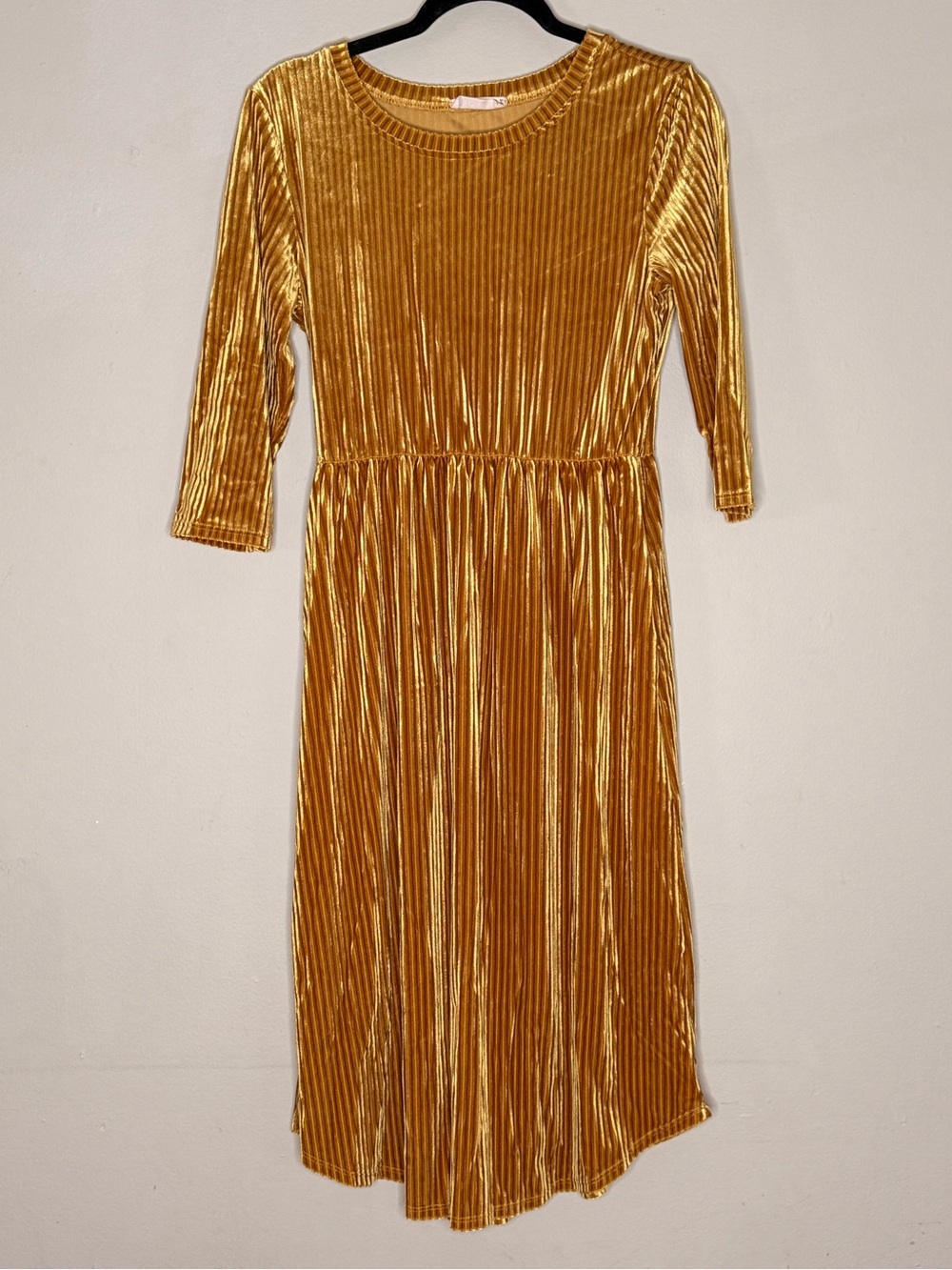 Velvet Pleated Midi Dress